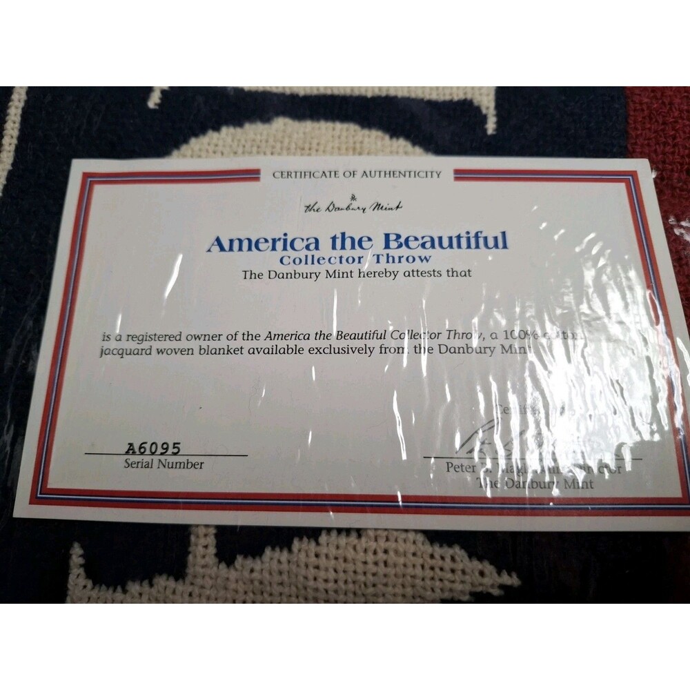 Danbury Mint NEW "America The Beautiful " Lyrics Throw Blanket 50" X 70"